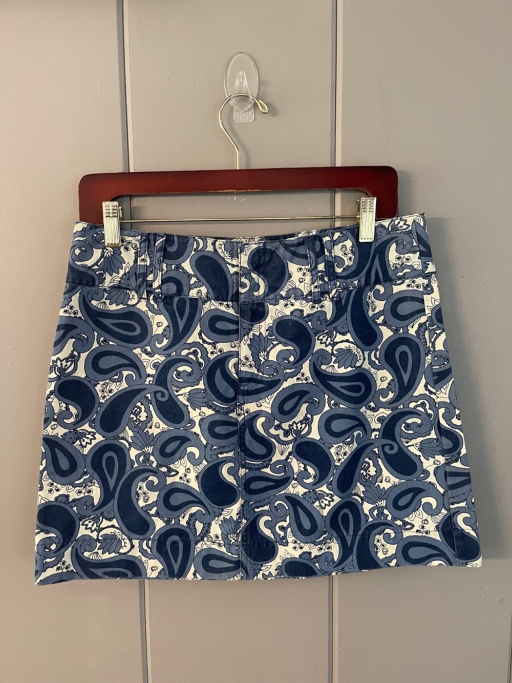 GAP Skirt Paisley Floral  Blue White Boho Coastal Modern Americana Cottage Chic